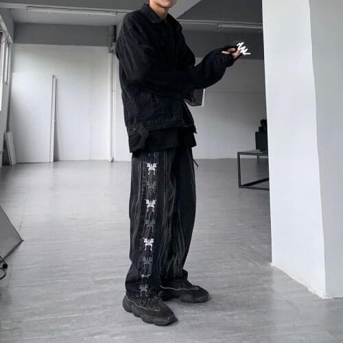 Hip Hop Streetwear Jeans Woman Straight Elastic High Waist Denim Butterfly Pattern Print Wide Leg Punk Harajuku Jeans for Women