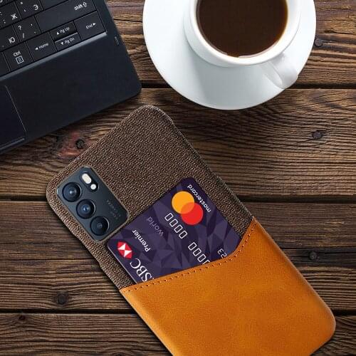 Fabric Card Holder Cover For OPPO Reno6 Pro 5G Cloth Texture Antiskid Phone Case For Oppo Reno 6 Pro Plus 5G Capa Coque Funda