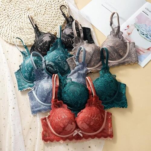 Sexy Lace Bowknot Underwear Ladies Pure Color Gathered Up Adjustable Comfort Bra No Steel Ring Bra Womens Underwear