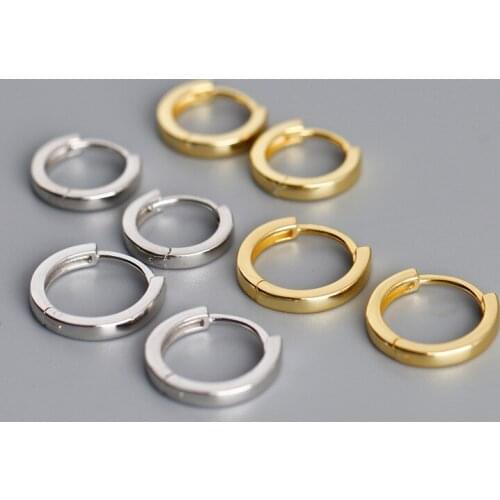 1Pair Simple 925 Sterling Silver Earrings for Women 2021 Trend Jewelry Piercing Diameter 12/14mm Plain Circle Earrings for Teens