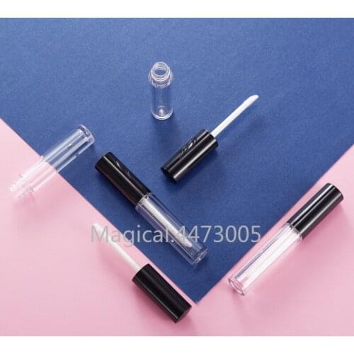 10/30/50pcs Bright Black Transparent Round Empty Lip Glaze Bottle Lip Gloss Tube Lipstick Shell Packaging Cosmetics Refillable