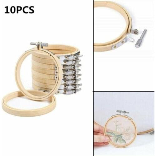10pcs/set Cross Stitch Hoop Embroidery Circle Bamboo Hoop Cross Hoop Ring Support for DIY Household Craft Sewing Needwork Tool