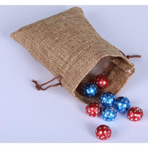 10Pcs Chritmas Burlap Packing Pouch Drawstring Bags Hemp Cord Twine String Jewelry Making Jewelry Display Wedding Party Pouches