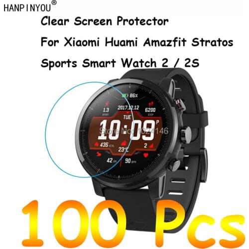 100 Pcs/Lot For Xiaomi Huami Amazfit Stratos Sports SmartWatch 2 / 2S HD Clear Screen Protector Protective Film Protect Guard