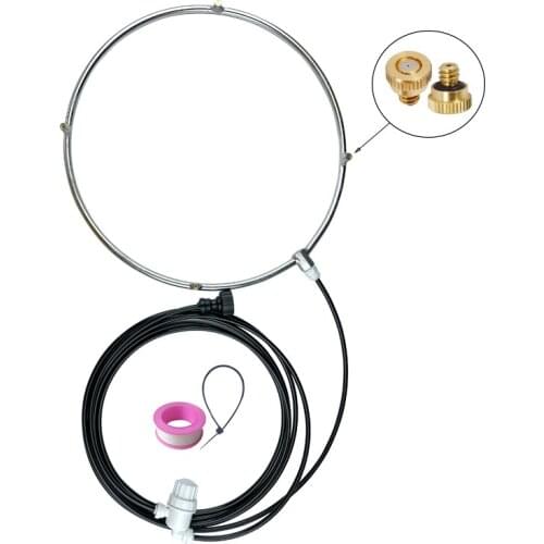 14 inch Stainless Steel Mist Ring For Fan Cooling 1/4'' Female Connector 10-24 UNC Threrad With 4 Nozzles 1 Filter