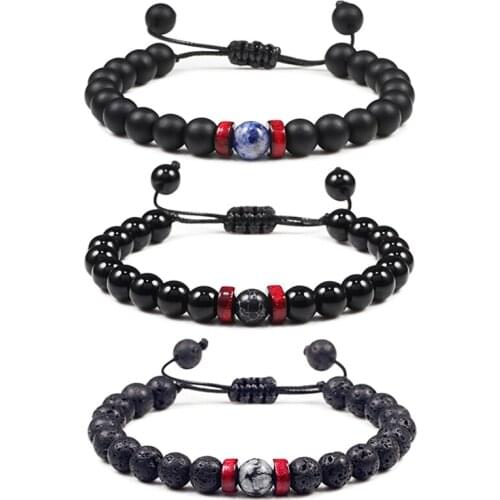 18 Style Natural Stone Beaded Bracelet Rock Hip-Hop Street Culture Colorful Stone Woven Man Bracelet Fashion Trendy Men Jewelry