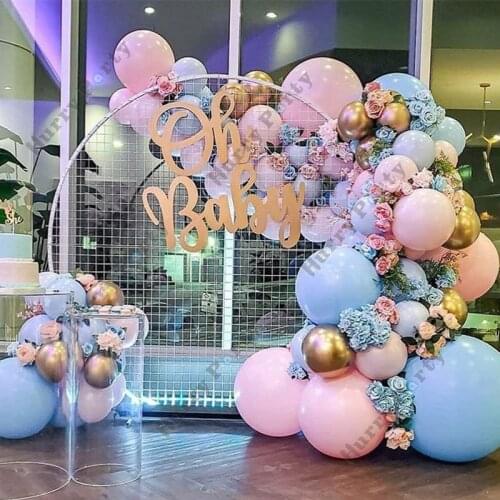 197Pcs Birthday Party Balloons Decoration Garland Macaron Blue Pink Metallic Gold Ballon For Wedding Engagement Decor Globos
