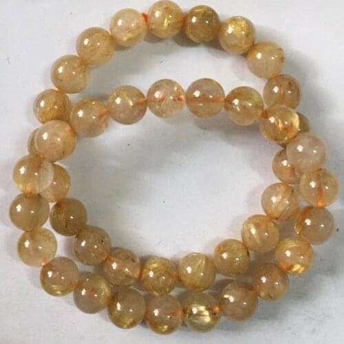 2bracelets approx7-7.5mm AA Natural golden rutile quartz bracelet beads wholesale