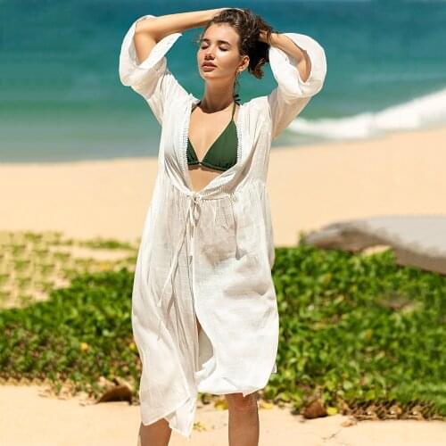 2020 Summer Casual Womens Beach Holiday Solid Color Sunscreen Top Bathing Suit Cover Ups