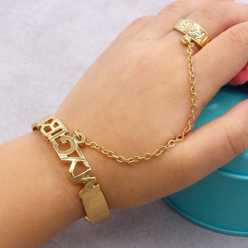JH 2019 New Baby Bangle With Ring Gold Color Letter MY GIRL For Baby Daughter Gift Lovely Jewelry Accessories