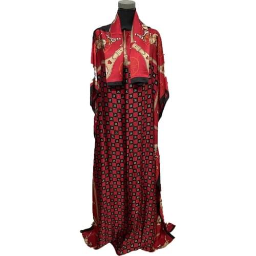 2021 Winni New Eid Mubarak Traditional Muslim Women Summer Hijab Bohemian Maxi Dress Dashiki African Silk Kaftan Dress