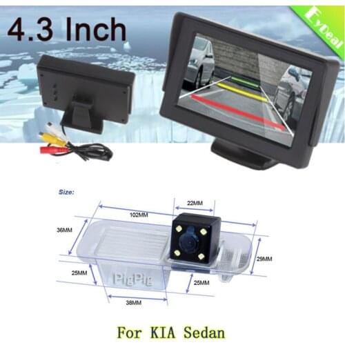2in1 TFT LCD 2 Video Input 4.3 Inch Car Parking Monitor With CCD Backup Camera Rear View Camera for KIA Rio K2 Sedan, Free Ship