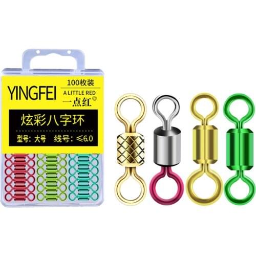 50Pcs/ batch connector bearing fishing connector high strength rolling rotary stainless steel solid ring fishing accessories