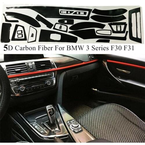 5D Glossy Carbon Fiber Interior Decal Trim Package Radio Center Door for BMW 3 Series F30 F31