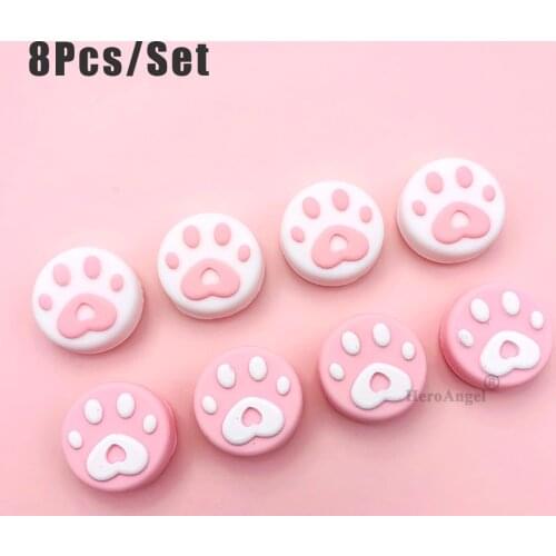 8pcs /Set Cat Paw Silicone Thumb Stick Grip Cap Joystick Cover For Nintend Switch Lite NS Joy-Con Controller Protective Case