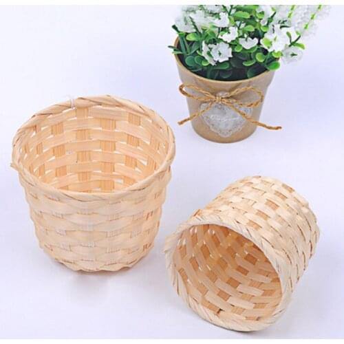 Bamboo Basket Desktop Debris Storage Toy Storage Woven Flower Basket Bamboo Wood Woven Basket Two Sizes Optional