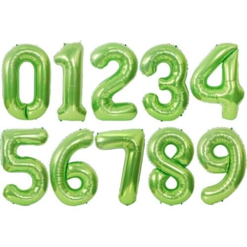 40inch Large Green Number Balloons Baby Shower Foil Digital Ballons Birthday Party Decoration Kids Adults Helium Balloon