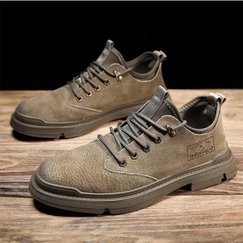 New Men Boots Spring Autumn Genuine Leather Ankle Martin Boots Fashion Lace-up Suede Leather Casual Shoes
