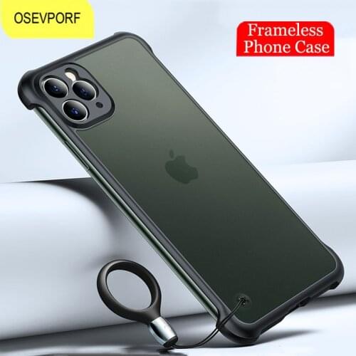 Slim Frameless Phone Case for iPhone 12 Pro 11 Pro Max Translucent Matte Cover With Ring Lanyard for iPhone XR X S 7 8 6 12Mini