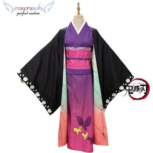 Demon Slayer: Kimetsu no Yaiba Kochou Shinobu kimono Cosplay Carnaval Costume Halloween Christmas Costume