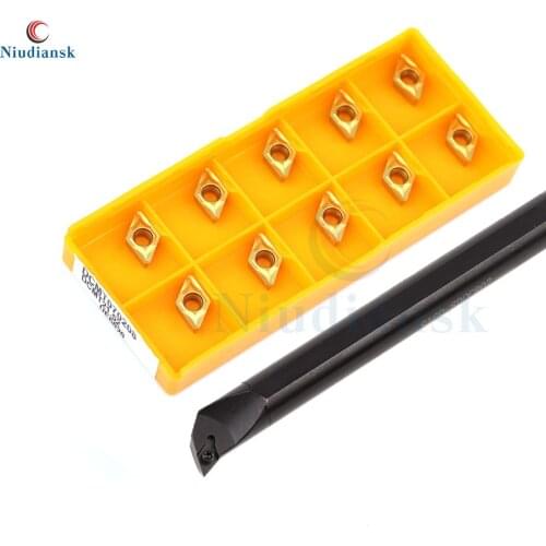 S08K S10K-SDQCR07 Inner Hole Turning Tool Holder S12M-SDQCR07 S16Q-SDQCR07 SDQCL 10pcs DCMT0702 Carbide Inserts Lathe Tools Suit