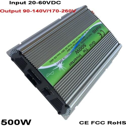 500W 600W Solar Grid Tie Inverter MPPT Function 20-60VDC input 110V 230VAC Micro On Grid Tied Pure Sine Wave Inverter