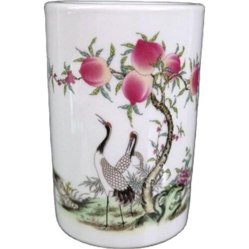 China Old Porcelain Pastel Longevity Pattern Pen Holder
