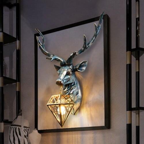 American Retro Indoor Wall Lamps Nordic Art Antlers Wall Light Deer Wall Lamp Living Room Bedroom Bedside Lamp Wall Sconce Lamp