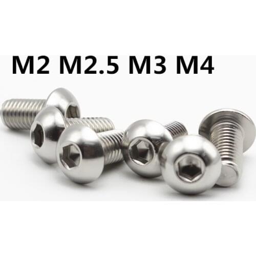 M2 M2.5 M3 M4 Round Head Machine Screws Mushroom Hexagon Hex Socket Button Head Screw
