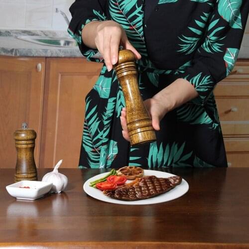 Salt and Pepper Mills, Solid Wood Pepper Mill with Strong Adjustable Ceramic Grinder 5" 8" 10" - Kitchen Tools