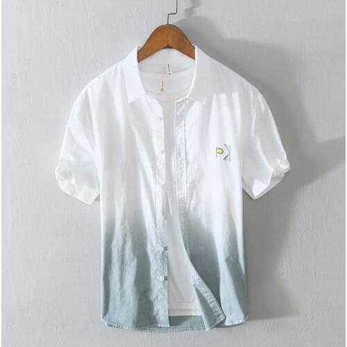 2021 Summer Suehaiwes brand Italy style pure cotton shirt men short-sleeved casual gradient shirts for men tops mens clothing