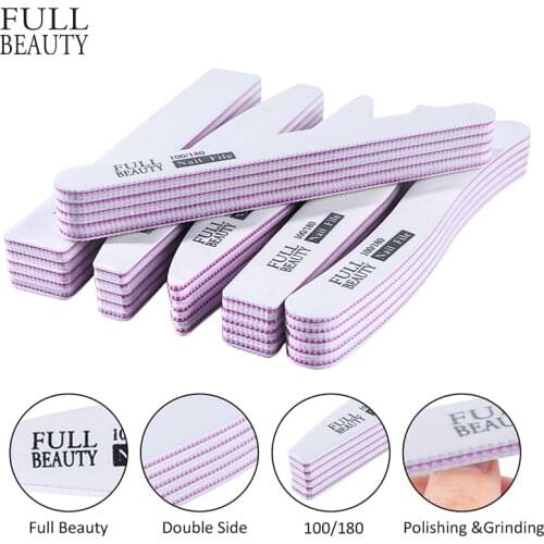 5pcs Nail File 100/180 Salon Shaper Moon Buffer Sandpaper Pedicure Buffing Nail Polishing Set Manicure Nail Accessories CH1535