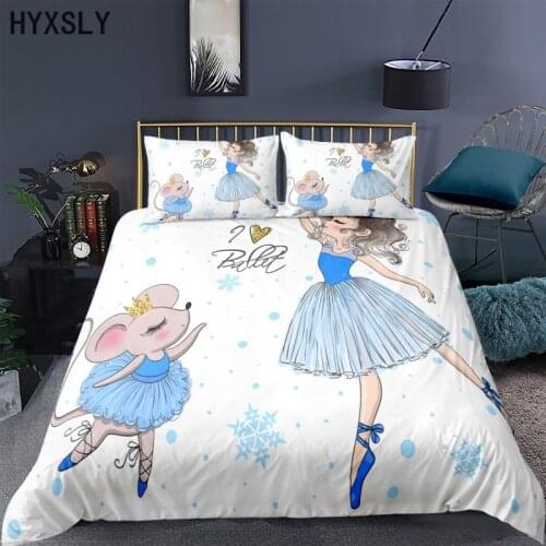 Beautiful Dancing Ballet Girl Bedding Set White Luxury Duvet Cover 2/3pcs Bedspread Kids Baby Bedroom Decor Customized Bed Linen