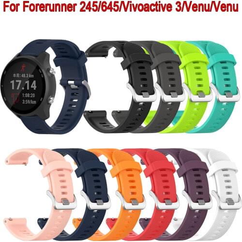 Smart Watch band For Garmin Forerunner 245 645 Vivoactive 3 Music Venu Samsung Galaxy Watch 42mm Silicone Bracelet Wristband