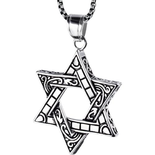 RIR Star Of David Pendant Necklace For Israel Jewelry Jewish Magen Stainless Steel Pentagram Supernatural Necklaces