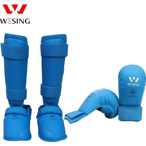 Wesing Karate Boxing Muay Thai Shin Guards Gloves Set Insteps Sparring Martial Arts Training Leg Brace Protector Equipment DAO