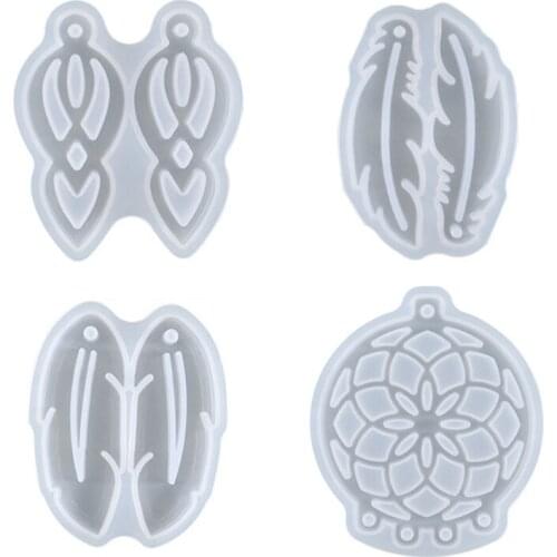 Silicone Keychain Mould Kit Dreamcatcher Mould/Pendant Feather Mold/Epoxy Casting Earring Mold Suitable for DIY Jewelry T21F