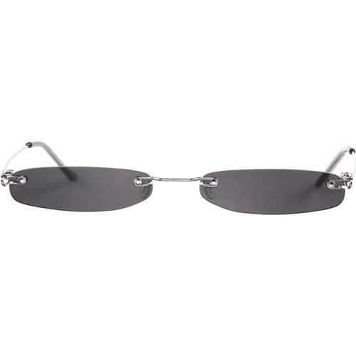 Small Sunglasses Women Men Brand Designer Rimless Narrow Eyewear Luxury Trending Alloy Sun glasses Streetwear UV400