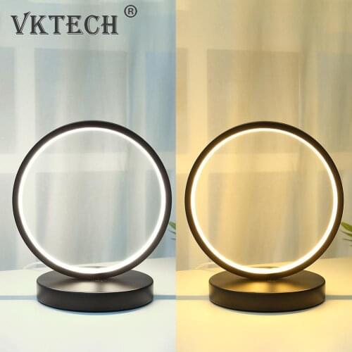 20/25cm Modern LED O Type Modeling Table Light Desk Bedside Lamp Acrylic Metal Eye Protection Reading White Warm Light Home Deco