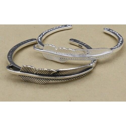 Retro Thai Silver Takahashi Goro Handmade Feather Jewelry Open Ended S925 Sterling Silver Men And Women Birthday Gift