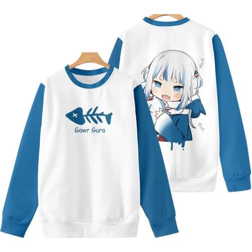 Harajuku GawrGura Hoodies Sweatshirt Anime Shark Print Hoodie Mens Womens Fashion Casual Sweatshirt Couple Coat Girl Tracksuit