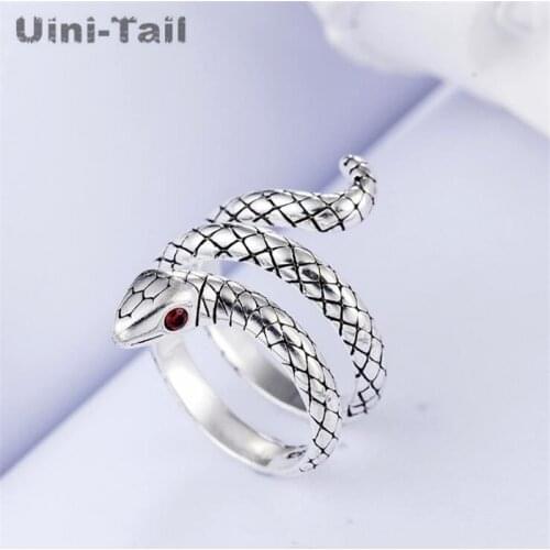 Uini-Tail hot new 925 sterling silver dynamic retro snake ring cute fashion trend high quality jewelry men and women GN965