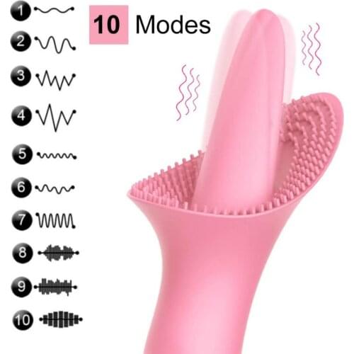 G Spot Vibrator Clitoral Bullet 2 In1 Licking Powerful Vagina Stimulation 10 Modes Soft Tongue Nipple Adults Sex Toys For Woman