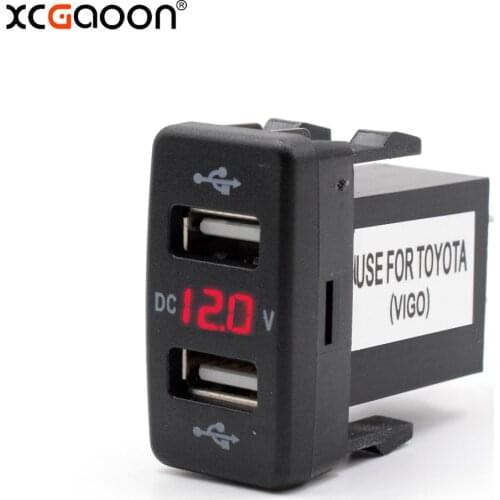 XCGaoon Special Dedicated 5V 4.2A Dual 2 USB Port Car Charger With LED Voltmeter Adapter Socket For TOYOTA input DC 12V-24V