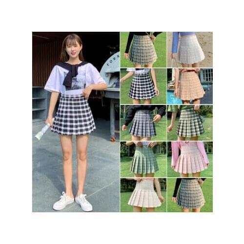 Skirt womens summer 2021 new Korean high waist thin versatile anti light A-line Plaid pleated skirt skirt