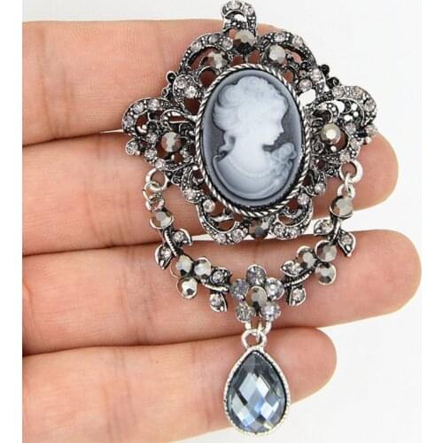 Lady Vintage Cameo Victorian Style Wedding Party Pendant Brooch Pin Gift
