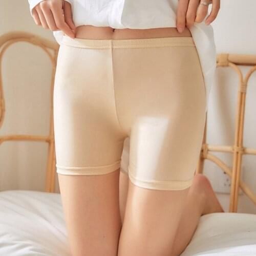 New Women Lace Safety Short Panties Ice Silk Underwear High Waist Panty Plus Size Breathable Shorts Pants Female Underwear