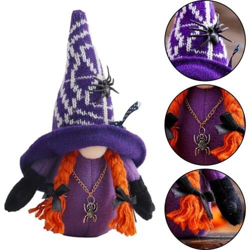 1 X Halloween Gnome 21*11*8CM Fabric + Artificial Wool Doll Spider Handmade Plush Gnome Swedish Holiday Party Decoration Gift