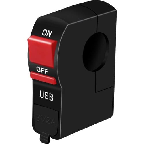 22mm 7/8" Motorcycle Handlebar Switch Start Flameout ON OFF Button With USB Charger For Yamaha ATV 4 Wire Connectors Universal
