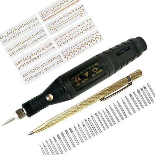 40PCS Electric Nail Drill Machine Grinder Micro Engraver Pen Engraving Tool Kit For Glass Ceramic Plastic Wood Jewelry